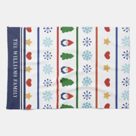 Gnomaden & Schneeflocken Weihnachtsmuster - Name Handtuch