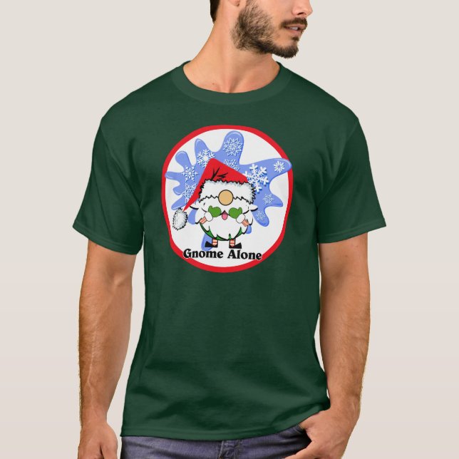 Gnome Alone Funny Christmas Film Parody Red Green T-Shirt (Vorderseite)