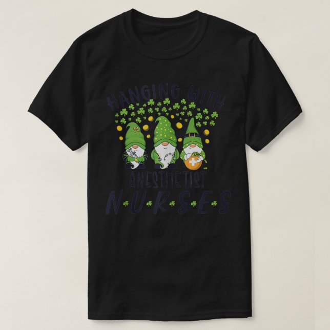 Gnome Anästhesist Nurses Funny Nurse St Patricks D T-Shirt (Design vorne)