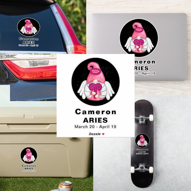 Gnome Aries Astrologie signieren Engel 8" Vinyl St Aufkleber (Gnome Aries Astrology Sign Angel 8 Vinyl Sticker cover)
