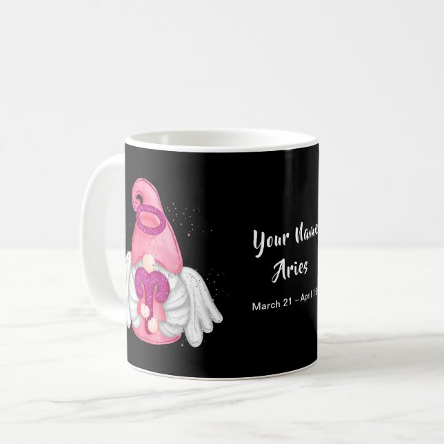 Gnome Aries Astrologie Signieren Engel Ihren Namen Kaffeetasse (Vorderseite Links)