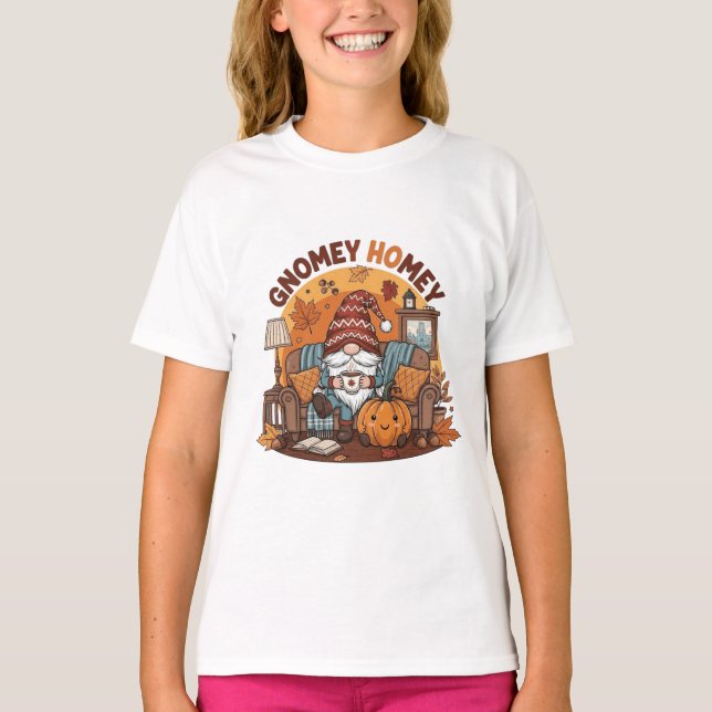 Gnome auf der Zuhause, saisonale Kürbiskonstruktio T-Shirt (Vorderseite)