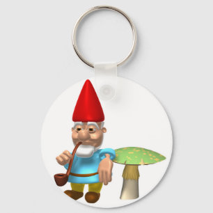 Gnome auf Pilz Schlüsselanhänger
