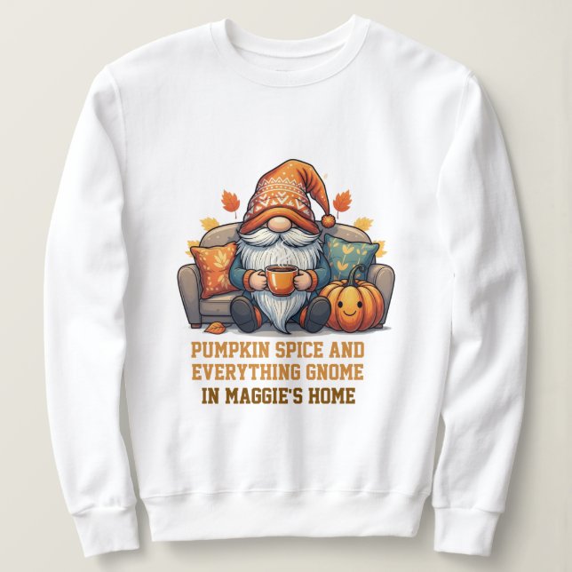 Gnome auf Zuhause gemütlich - Kürbisdesign Sweatshirt (Design vorne)