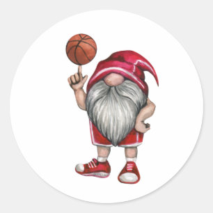 Gnome Basketball Thema Geburtstagsparty Classic Ro Runder Aufkleber