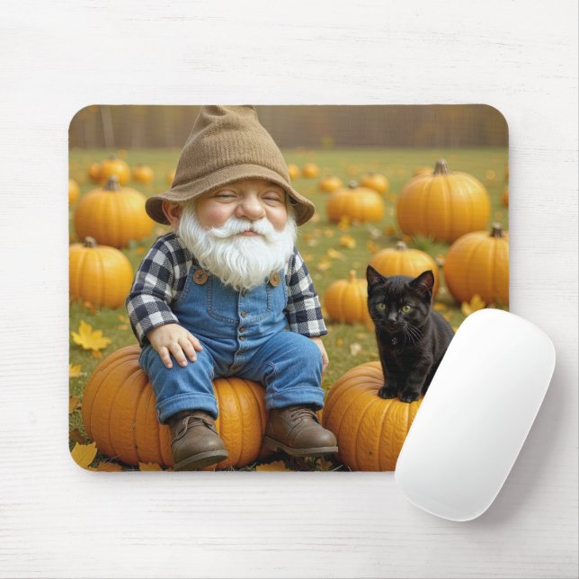 Gnome Bauer auf einem Herbstpumpen Mousepad (Mit Mouse)