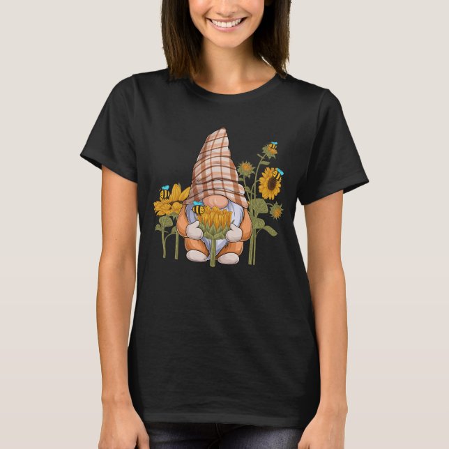 Gnome Bee Sonnenblumengarten T-Shirt (Vorderseite)
