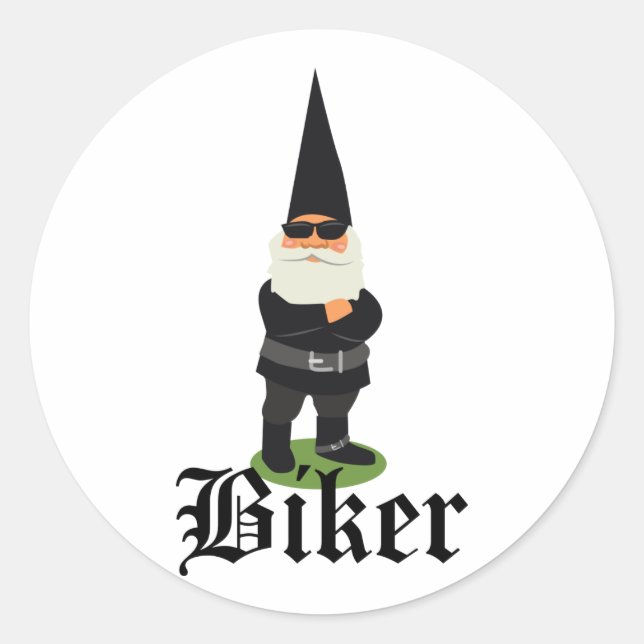 Gnome Biker Runder Aufkleber (Vorderseite)