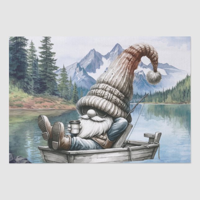 Gnome Boat Coffee Fishing Seidenpapier (Vorderseite)