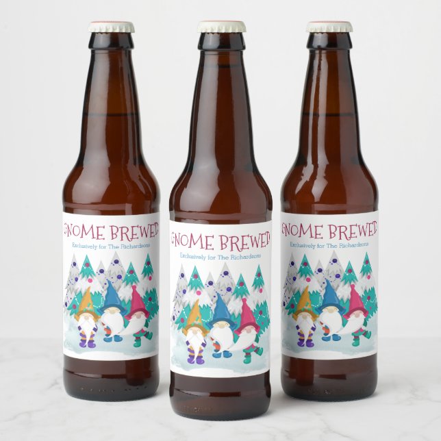 Gnome Brew Personalisiert Fun Zuhause Brew Weihnac Bierflaschenetikett (Flaschen)