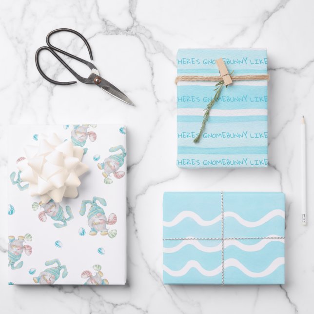 Gnome Bunny like You Osterfest Geschenkpapier Set (Vorderseite)