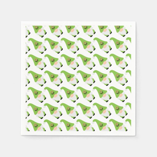 Gnome Candy Cane Herz Weihnachtsfest Spaß Serviette (Vorderseite)