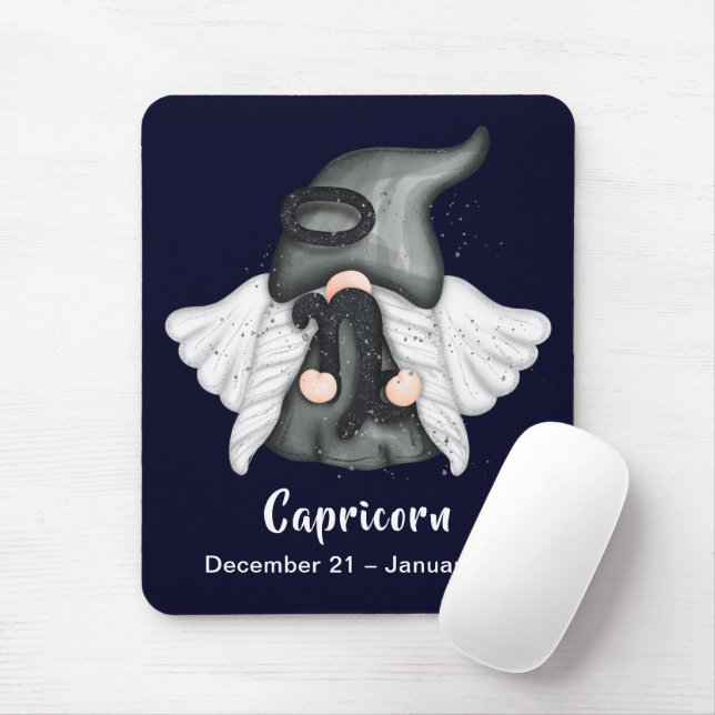 Gnome Capricorn Astrologie Signatur Angel Maus Pad Mousepad (Mit Mouse)