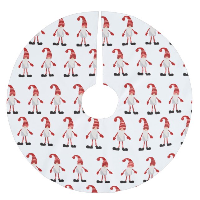 Gnome Cartoon-Weihnachtsmuster Polyester Weihnachtsbaumdecke (Vorderseite)