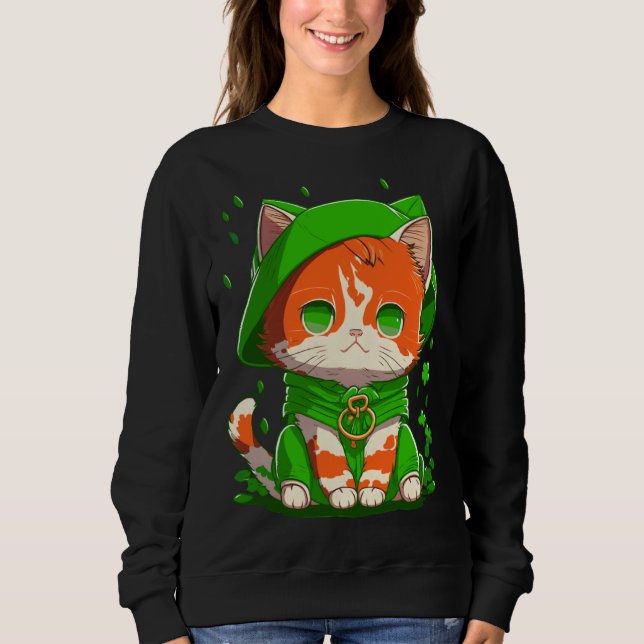 Gnome Cat St Patricks Day Kids Toddler Girl Boy  2 Sweatshirt (Vorderseite)