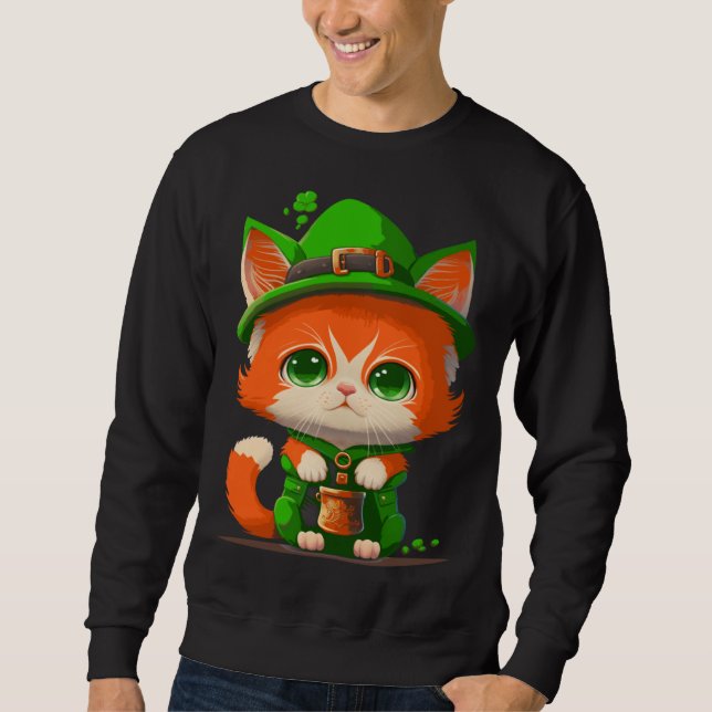 Gnome Cat St Patricks Day Kids Toddler Girl Boy Sweatshirt (Vorderseite)