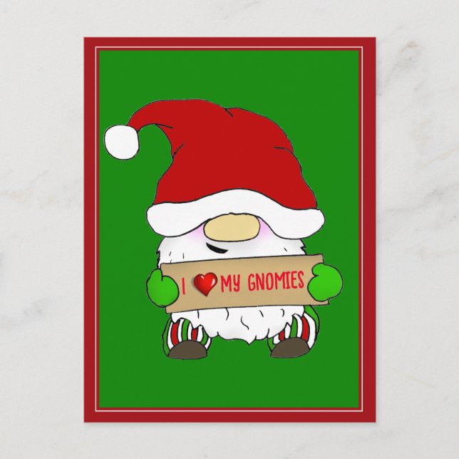 Gnome Christmas Feiertagspostkarte (Vorderseite)