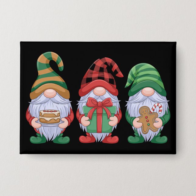 Gnome Christmas Gnomes Cute Gnomies Holidays  Button (Vorderseite)