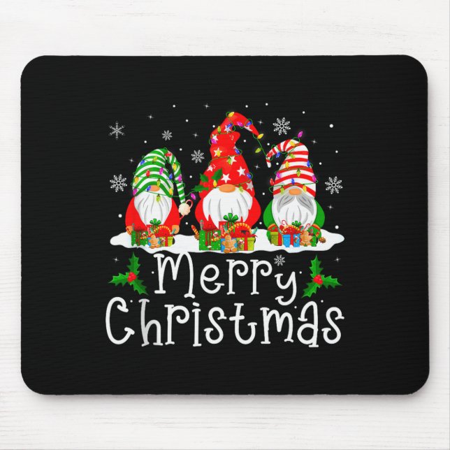 Gnome Christmas Lights Matching Family Gnome Merry Mousepad (Vorne)