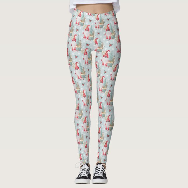 Gnome Christmas Pattern Leggings (Vorderseite)