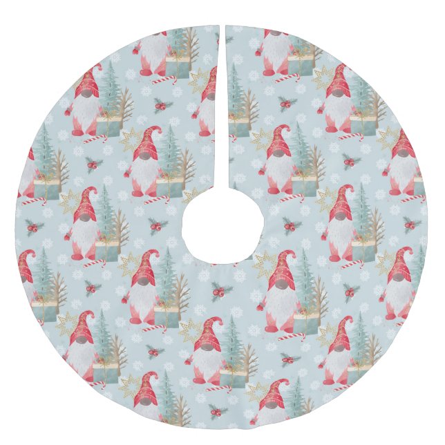 Gnome Christmas Pattern Polyester Weihnachtsbaumdecke (Vorderseite)