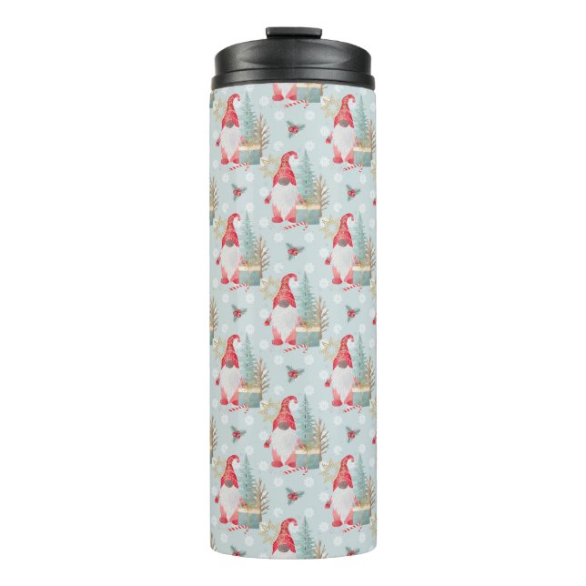 Gnome Christmas Pattern Thermosbecher (Vorderseite)
