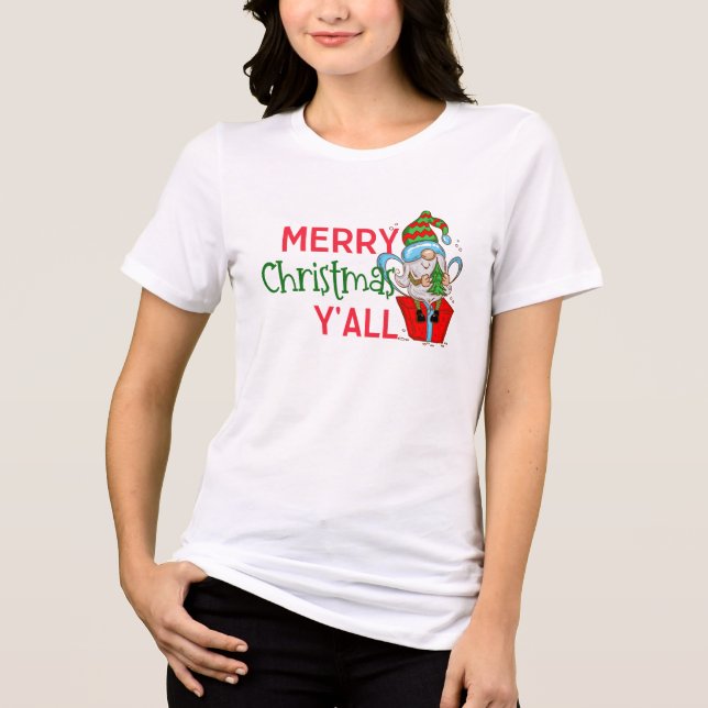 Gnome Christmas Shirt - "Merry Y'all" T-Shirt (Vorderseite)