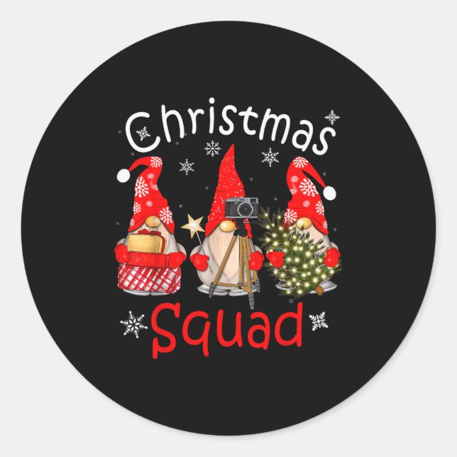 Gnome Christmas Squad Group Matching Christmas Par Runder Aufkleber (Vorderseite)