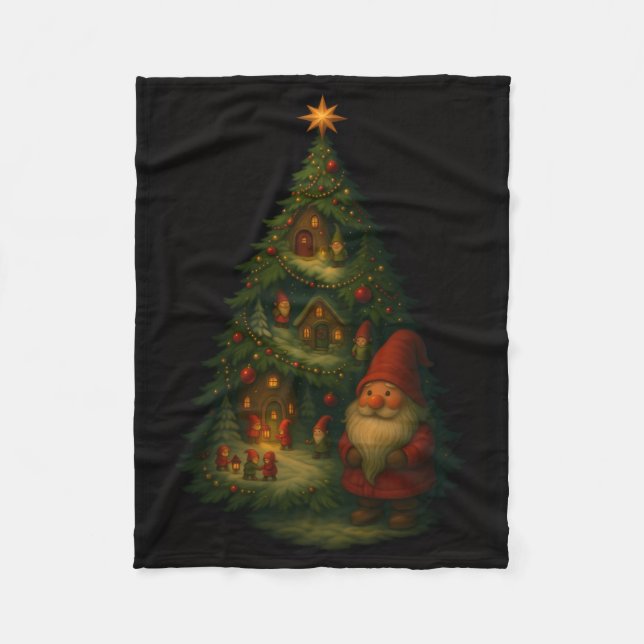 Gnome Christmas Tree Village Fleece Blanket – Cozy (Vorderseite)