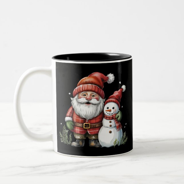 Gnome Christmas Winter Season Gnomes Lover Holiday Zweifarbige Tasse (Links)