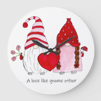 Gnome Couple A Liebe wie Gnome Große Wanduhr