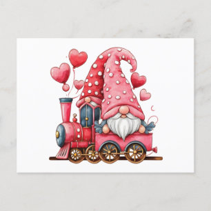 Gnome Couple Red Hearts Valentine Bahn Postkarte
