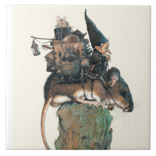 GNOME, DER EINE MÄUSEKeramik-FLIESE REITET Fliese