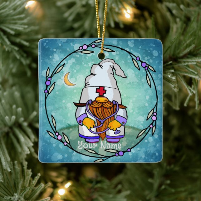 Gnome der männlichen Krankenschwester Keramikornament (Baum)