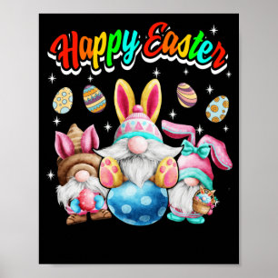 Gnome Easter With Bunny Ear Women Happy Easter Poster