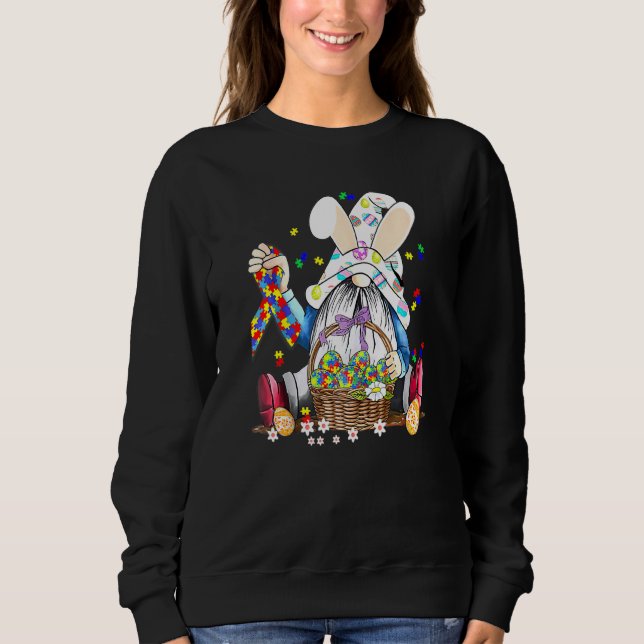 Gnome Egg Bunny Puzzle Ribbon Autismus Bewusstsein Sweatshirt (Vorderseite)