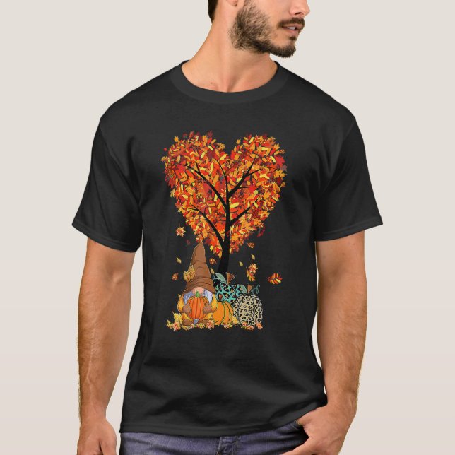 Gnome Erntedank Herbstlaubs Tree Pumpkin Patch T-Shirt (Vorderseite)