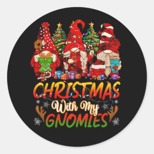Gnome Familie frohe Weihnachten mit meinen Gnomies Runder Aufkleber