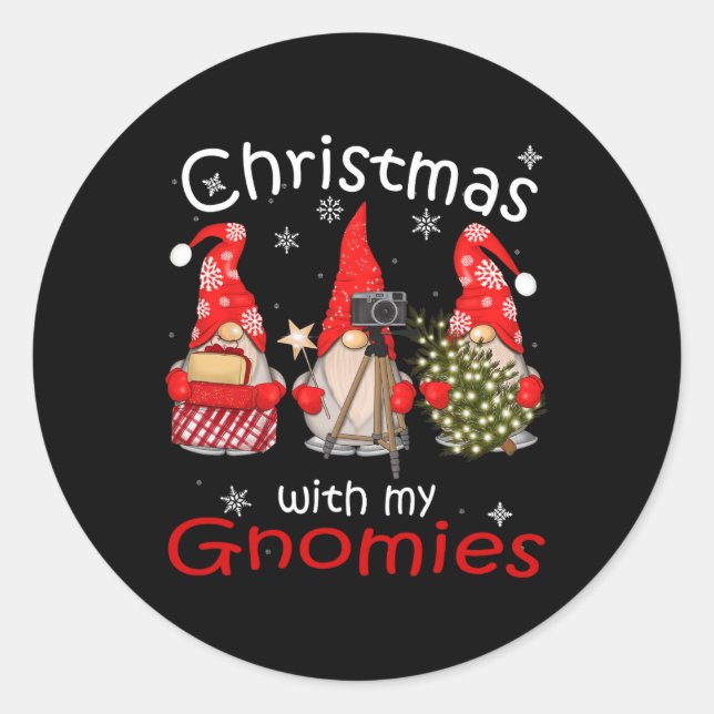 Gnome Familie Weihnachten für Frauen Männer - Gnom Runder Aufkleber (Vorderseite)