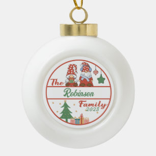 Gnome Family Christmas Keramik Kugel-Ornament