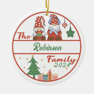 Gnome Family Christmas Keramik Ornament