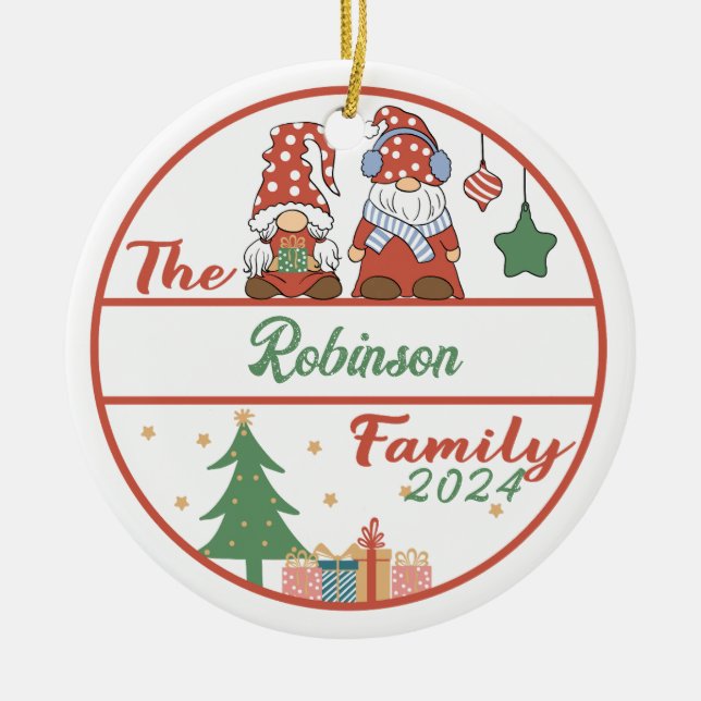 Gnome Family Christmas Keramik Ornament (Vorne)