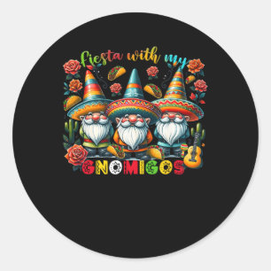 Gnome Fiesta mit meinen Gnomigos Mexican Gnomes Ci Runder Aufkleber