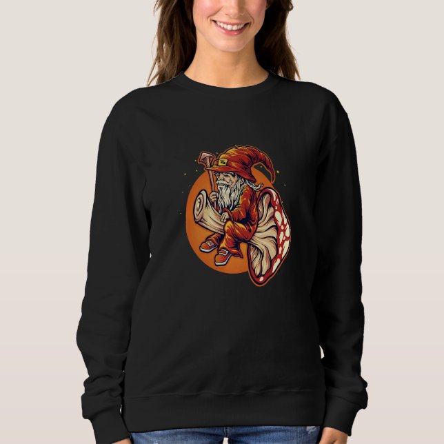 Gnome Flying a Magical Red Mushroom Premium Sweatshirt (Vorderseite)