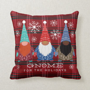 Gnome For Holidays Snowflake Karierte Weihnachten Kissen