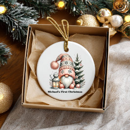 Gnome for the Holidays Ceramic Ornament