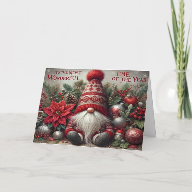 Gnome for the Holidays Christmas Card Dankeskarte (Vorderseite)