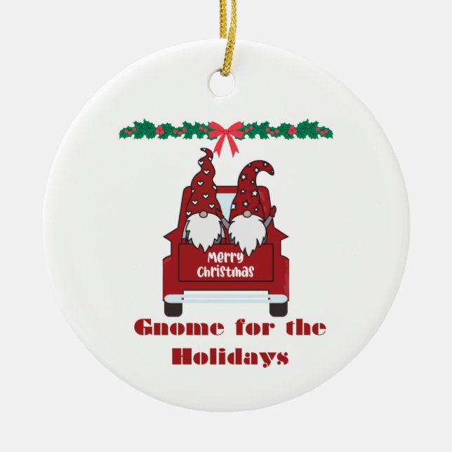 Gnome for the Holidays on a  Keramik Ornament (Vorne)