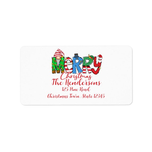 Gnome, Frohe Weihnachten, Adressaufkleber (Vorne)