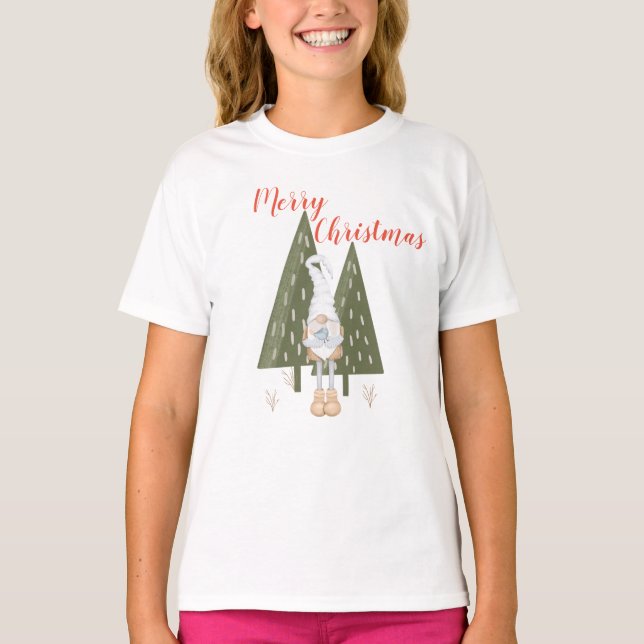 Gnome frohe Weihnachten für Mädchen Matching T-Shirt (Vorderseite)